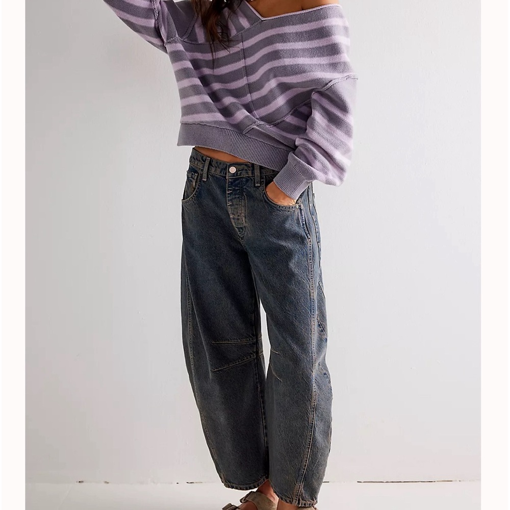 We The Free Good Luck Mid Rise Barrel Jeans
